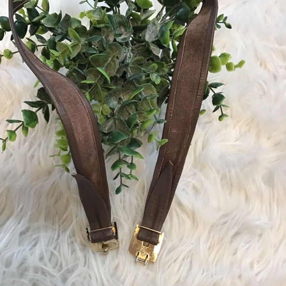 Vintage Brown Leather Belt with Gold Hardware - Picture 3 of 4